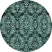 Round Abstract Light Blue Modern Rug, abs362lblu