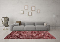 Machine Washable Abstract Red Modern Rug, wshabs362red