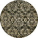 Round Machine Washable Abstract Dark Khaki Green Rug, wshabs362