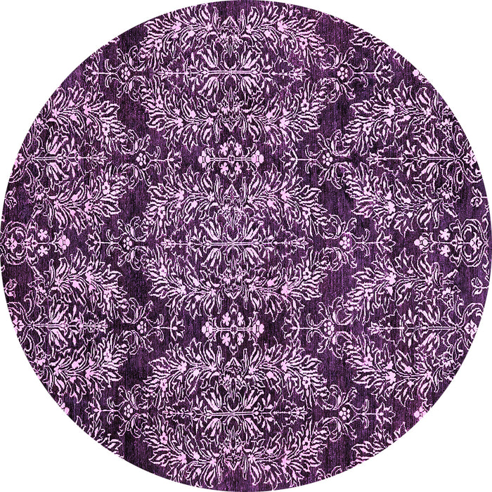 Round Machine Washable Abstract Purple Modern Area Rugs, wshabs362pur