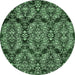 Round Abstract Emerald Green Modern Rug, abs362emgrn