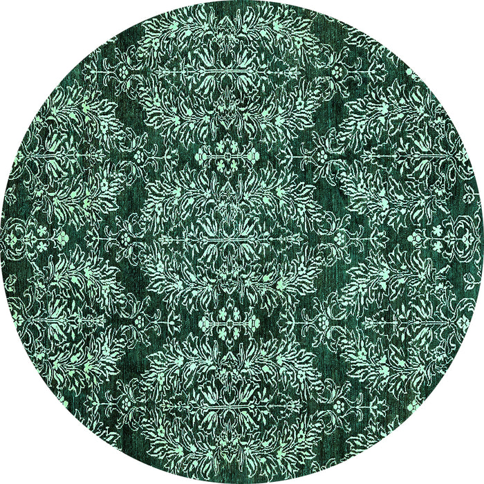 Round Abstract Turquoise Modern Rug, abs362turq