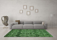 Machine Washable Abstract Green Modern Rug, wshabs362grn