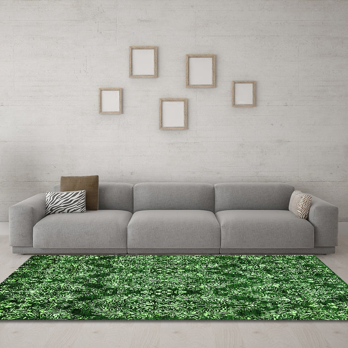 Machine Washable Abstract Green Modern Area Rugs in a Living Room,, wshabs362grn