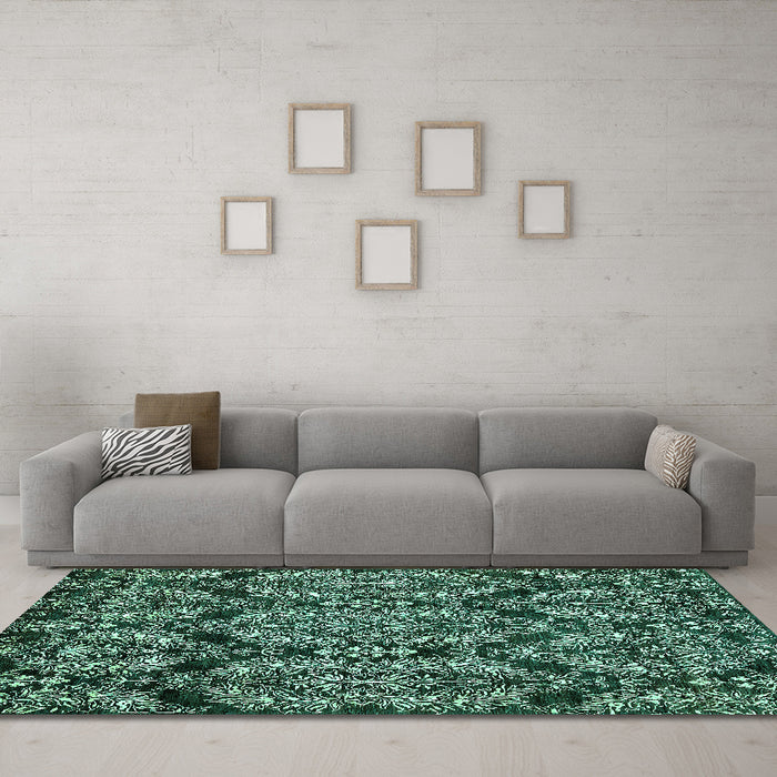 Machine Washable Abstract Turquoise Modern Area Rugs in a Living Room,, wshabs362turq