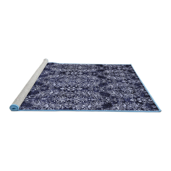 Sideview of Machine Washable Abstract Blue Modern Rug, wshabs362blu