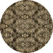 Round Abstract Brown Modern Rug, abs362brn