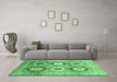 Machine Washable Abstract Emerald Green Modern Area Rugs in a Living Room,, wshabs3630emgrn