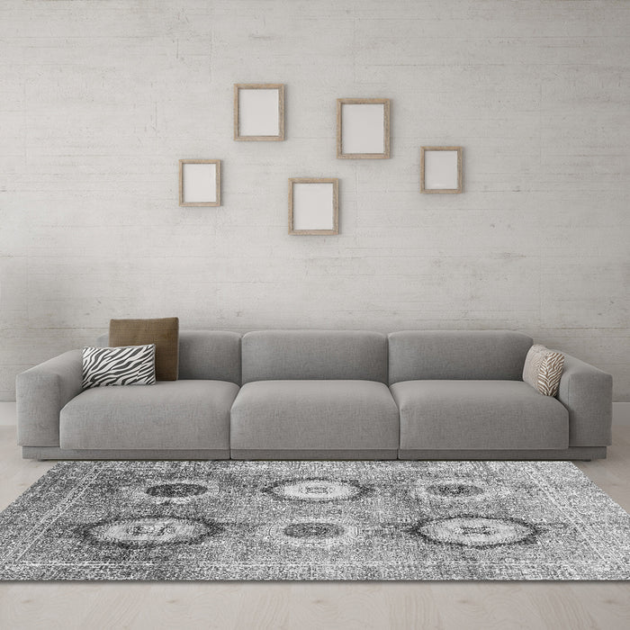 Machine Washable Abstract Gray Modern Rug in a Living Room,, wshabs3630gry