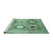 Sideview of Machine Washable Abstract Turquoise Modern Area Rugs, wshabs3630turq