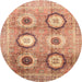 Round Machine Washable Abstract Red Rug, wshabs3630