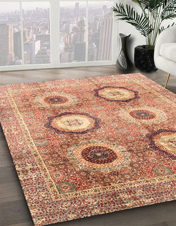 Abstract Red Modern Rug in Family Room, abs3630