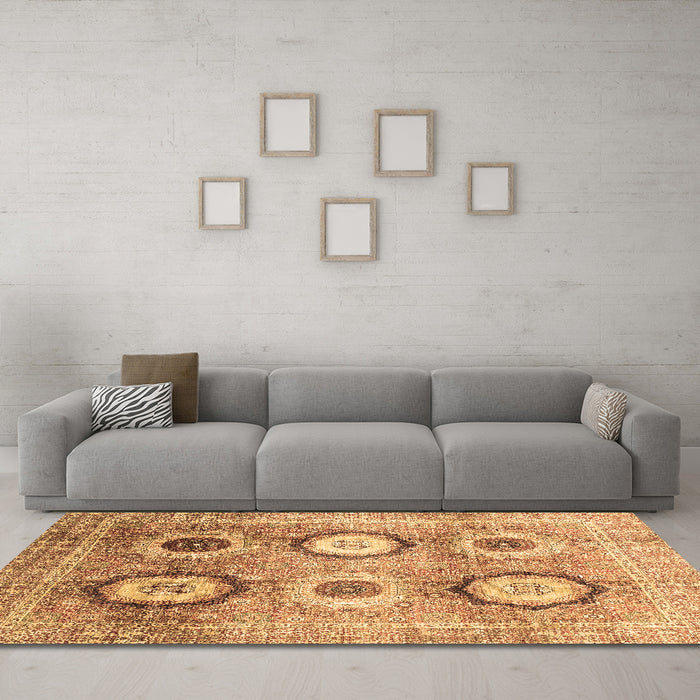 Machine Washable Abstract Brown Modern Rug in a Living Room,, wshabs3630brn