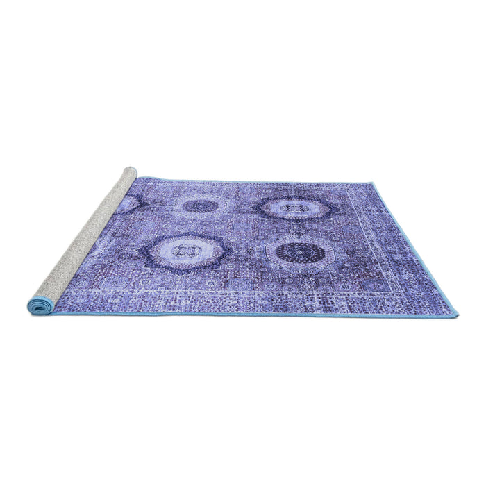 Sideview of Machine Washable Abstract Blue Modern Rug, wshabs3630blu