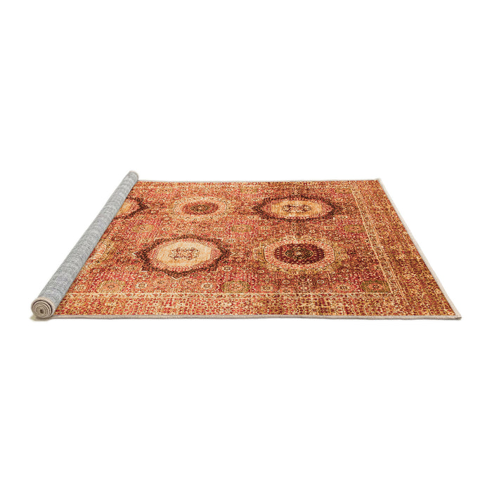 Sideview of Machine Washable Abstract Orange Modern Area Rugs, wshabs3630org
