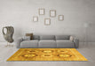 Machine Washable Abstract Yellow Modern Rug in a Living Room, wshabs3630yw