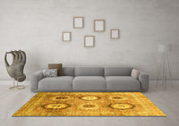 Machine Washable Abstract Yellow Modern Rug, wshabs3630yw