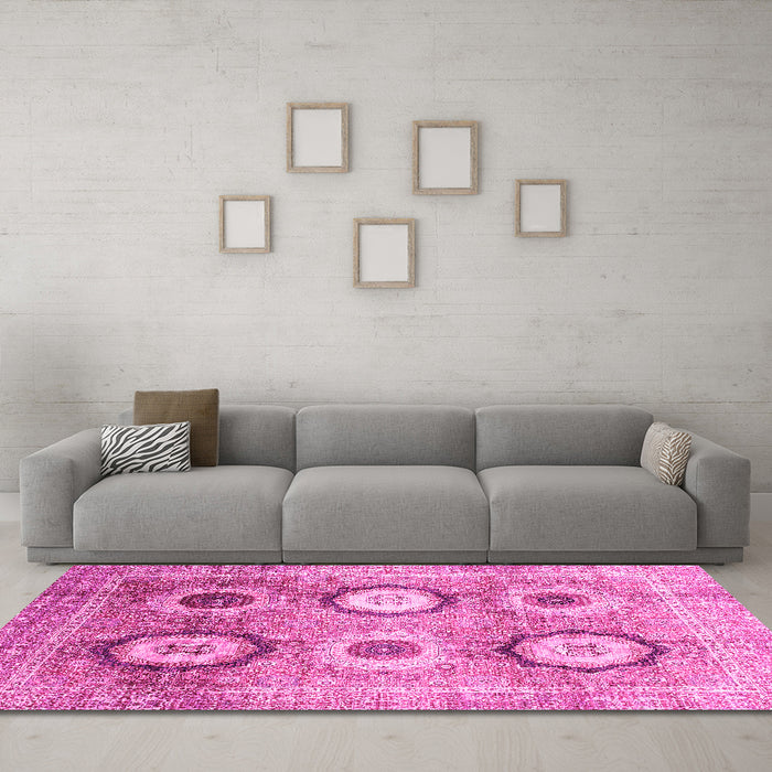 Machine Washable Abstract Pink Modern Rug in a Living Room, wshabs3630pnk