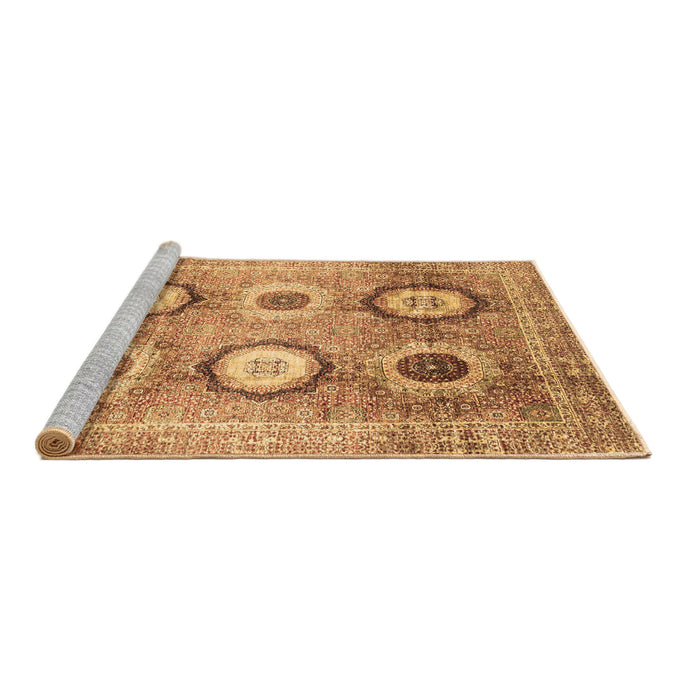 Sideview of Machine Washable Abstract Brown Modern Rug, wshabs3630brn