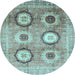 Round Abstract Light Blue Modern Rug, abs3630lblu