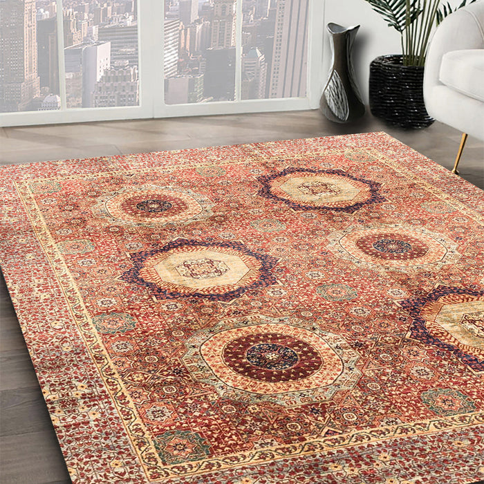 Machine Washable Abstract Red Rug in a Family Room, wshabs3630