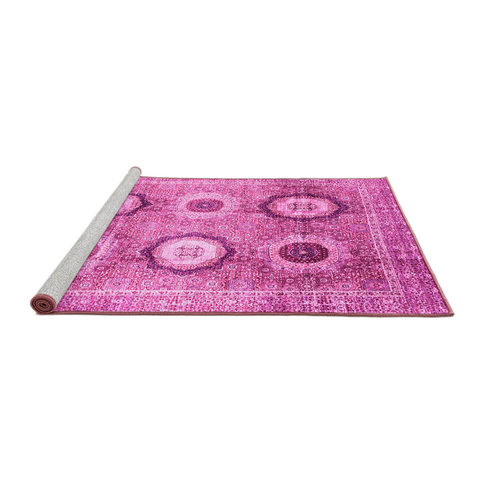 Sideview of Machine Washable Abstract Pink Modern Rug, wshabs3630pnk