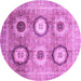 Round Machine Washable Abstract Purple Modern Area Rugs, wshabs3630pur