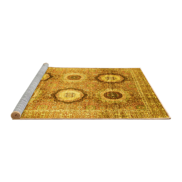Sideview of Machine Washable Abstract Yellow Modern Rug, wshabs3630yw