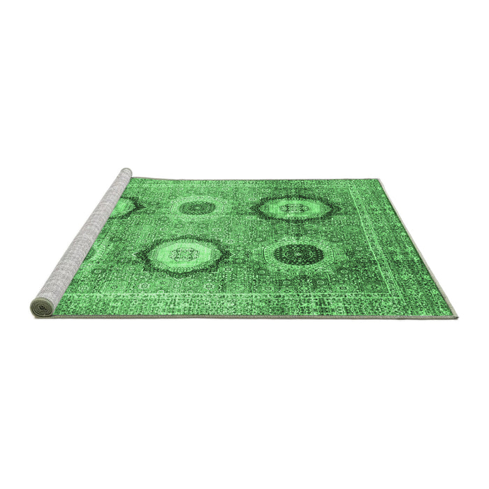 Sideview of Machine Washable Abstract Emerald Green Modern Area Rugs, wshabs3630emgrn