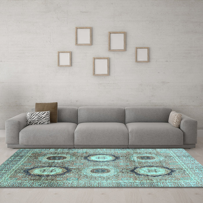 Machine Washable Abstract Light Blue Modern Rug in a Living Room, wshabs3630lblu