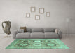 Machine Washable Abstract Turquoise Modern Area Rugs in a Living Room,, wshabs3630turq