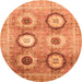 Round Abstract Orange Modern Rug, abs3630org