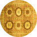 Round Abstract Yellow Modern Rug, abs3630yw