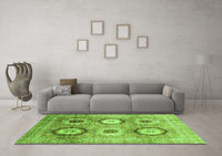 Machine Washable Abstract Green Modern Rug, wshabs3630grn