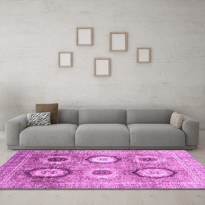Machine Washable Abstract Purple Modern Area Rugs in a Living Room, wshabs3630pur