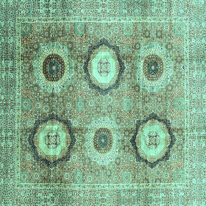 Square Machine Washable Abstract Turquoise Modern Area Rugs, wshabs3630turq