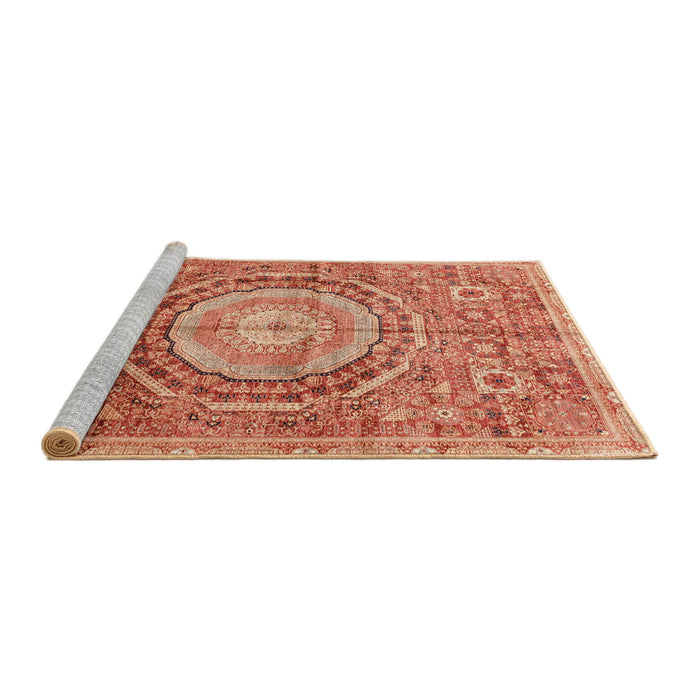 Sideview of Machine Washable Abstract Red Rug, wshabs3631