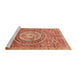 Sideview of Machine Washable Abstract Red Rug, wshabs3631