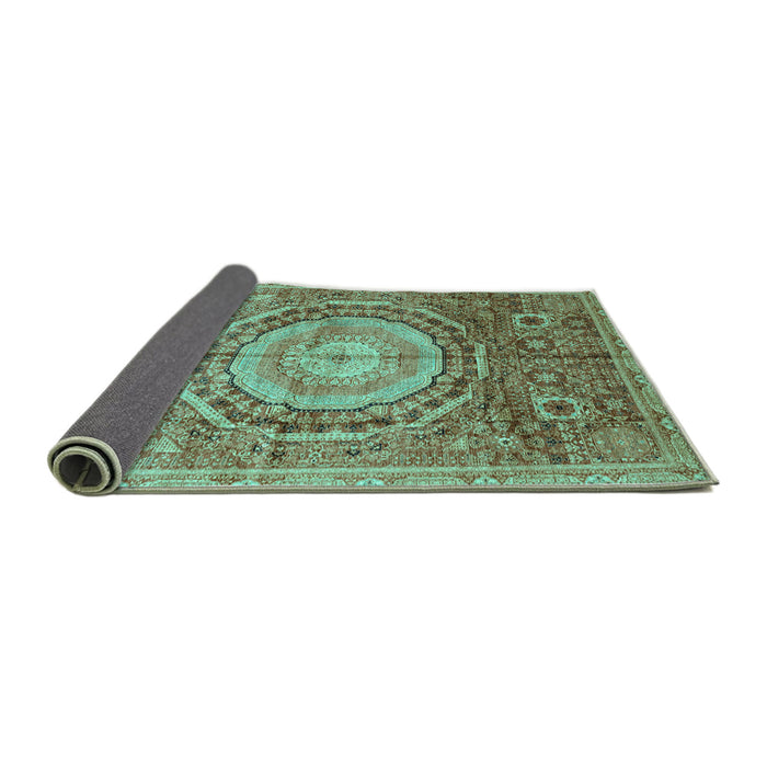 Sideview of Abstract Turquoise Modern Rug, abs3631turq