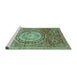 Sideview of Machine Washable Abstract Turquoise Modern Area Rugs, wshabs3631turq