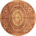 Round Abstract Brown Modern Rug, abs3631brn