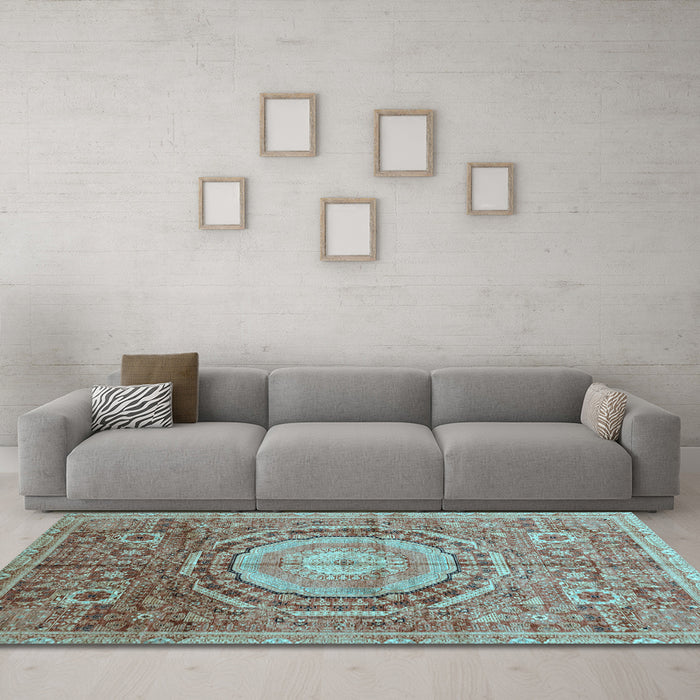 Machine Washable Abstract Light Blue Modern Rug in a Living Room, wshabs3631lblu