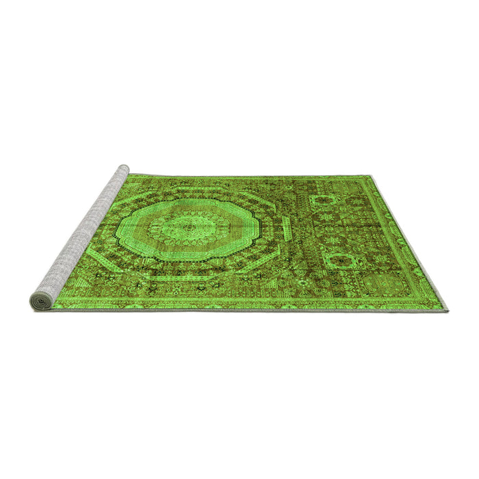 Sideview of Machine Washable Abstract Green Modern Area Rugs, wshabs3631grn