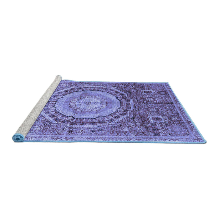Sideview of Machine Washable Abstract Blue Modern Rug, wshabs3631blu