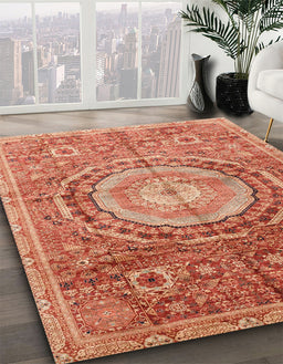 Machine Washable Abstract Red Rug in a Family Room, wshabs3631