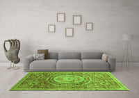 Machine Washable Abstract Green Modern Rug, wshabs3631grn