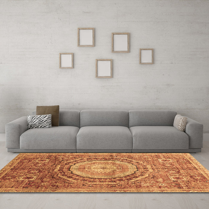 Machine Washable Abstract Brown Modern Rug in a Living Room,, wshabs3631brn