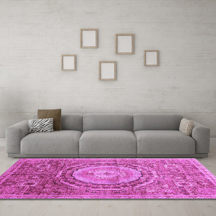 Machine Washable Abstract Purple Modern Area Rugs in a Living Room, wshabs3631pur