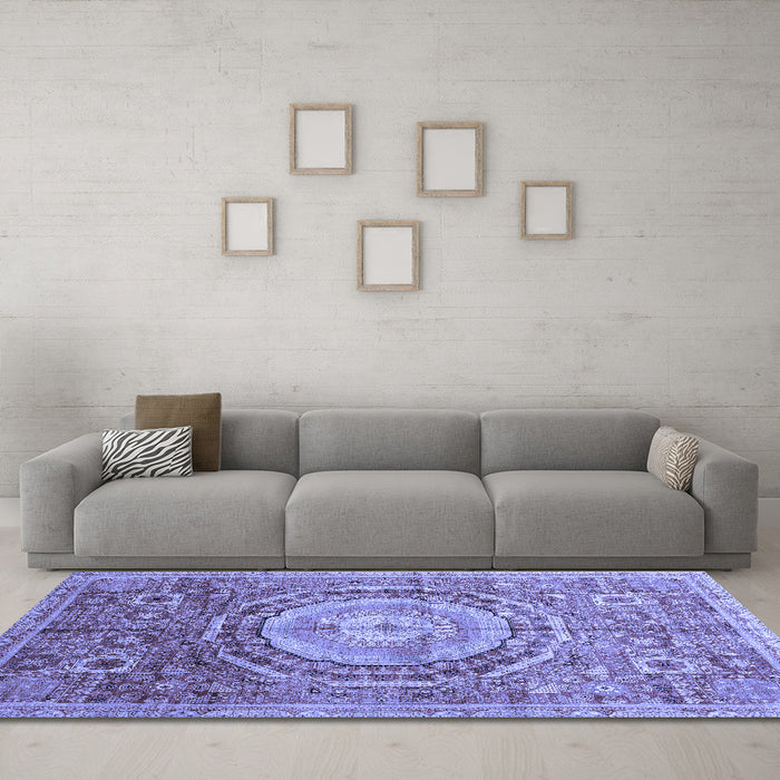 Machine Washable Abstract Blue Modern Rug in a Living Room, wshabs3631blu