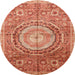 Round Machine Washable Abstract Red Rug, wshabs3631